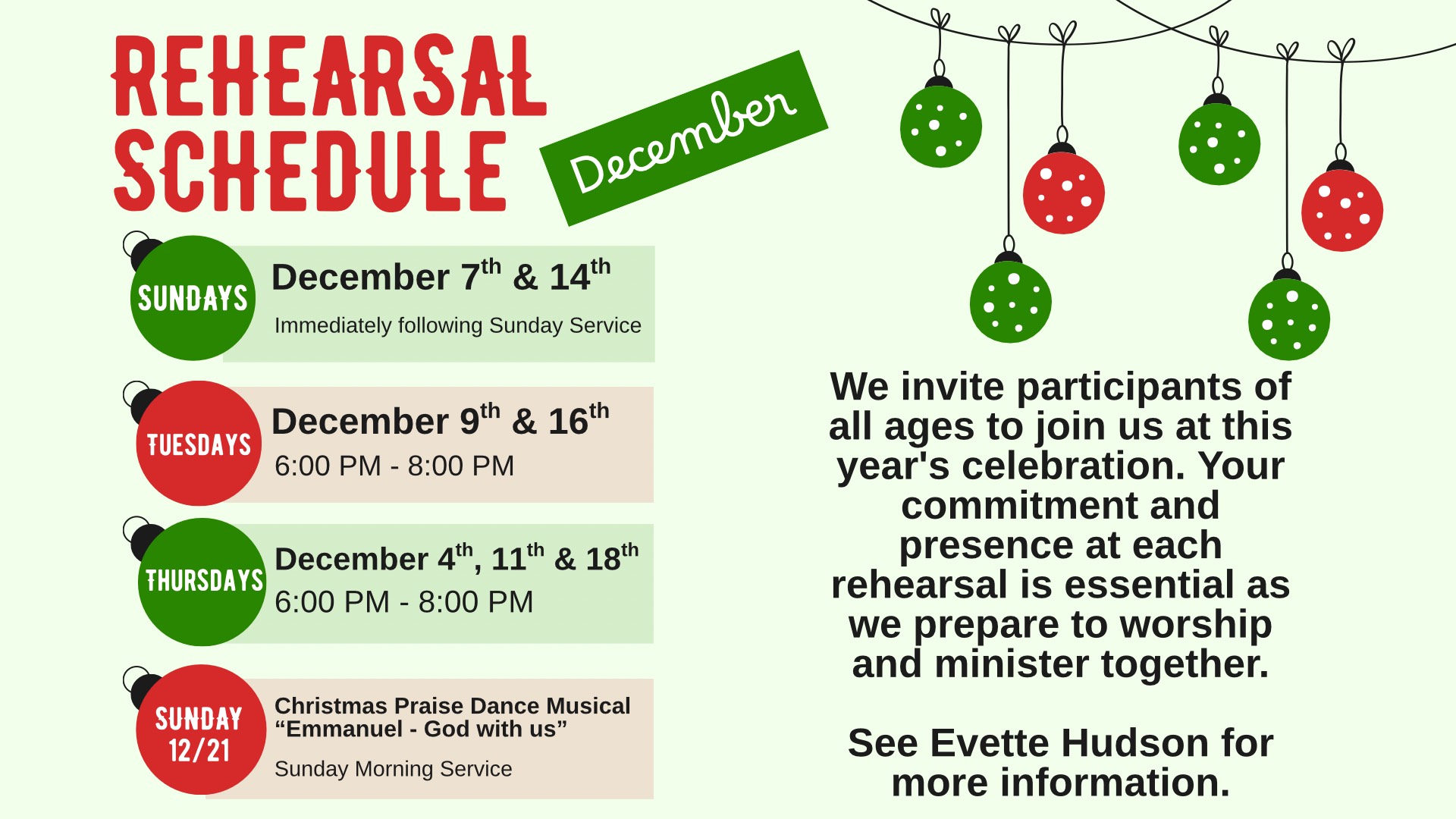 Rehearsal Schedule